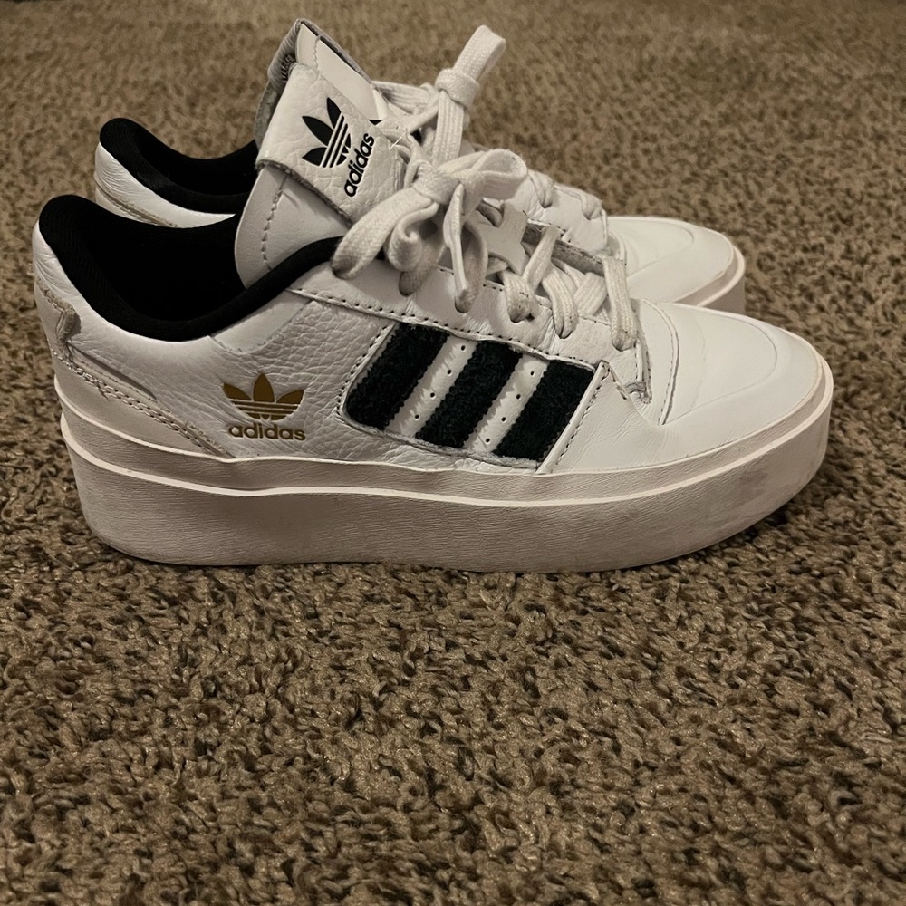 Size 6 - adidas Forum Bonega White Black Gold W